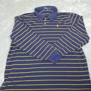 Polo Ralph Lauren Pima‎ Cotton Pullover Long Sleeve Blue & Yellow SZ 2XL Henley